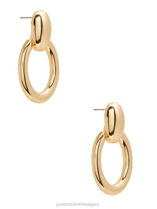 GUESS Silver/Gold 8ZX4F3874 14K Gold-Plated Doorknocker Earring