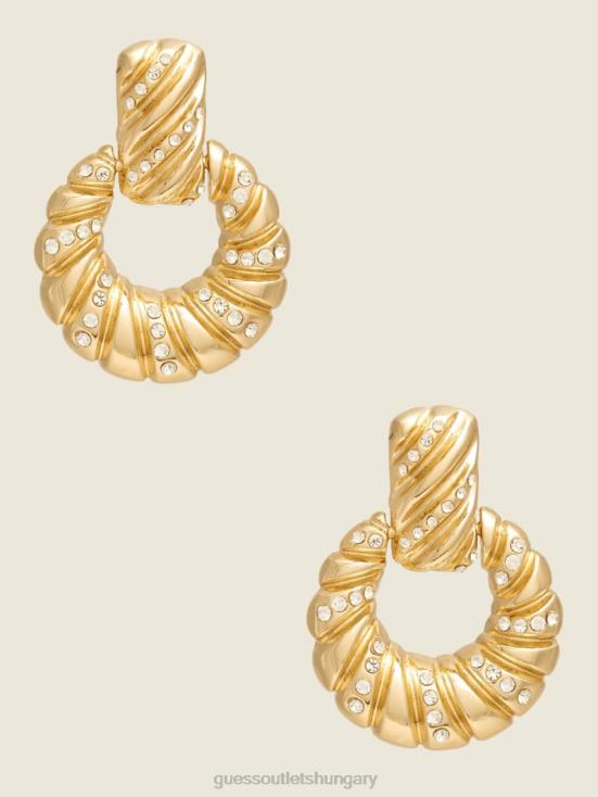 GUESS Silver/Gold 8ZX4F3890 Croissant Door Knocker Earrings