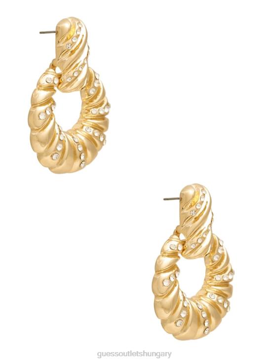 GUESS Silver/Gold 8ZX4F3890 Croissant Door Knocker Earrings