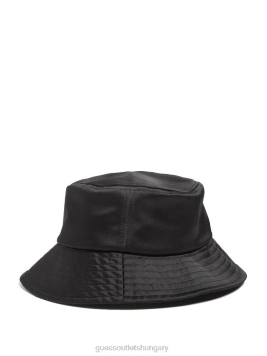 GUESS Black Floral Print 8ZX4F3786 Satin Bucket Hat
