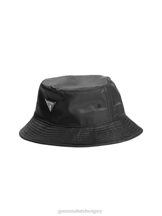 GUESS Black Snakeskin 8ZX4F3798 Logo Emblem Nylon Bucket Hat