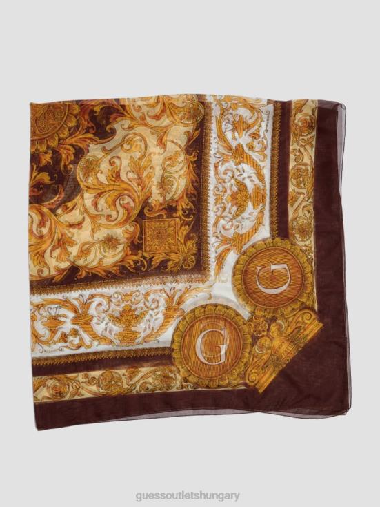 GUESS Brown 8ZX4F3790 Eryn Sheer Silk Scarf
