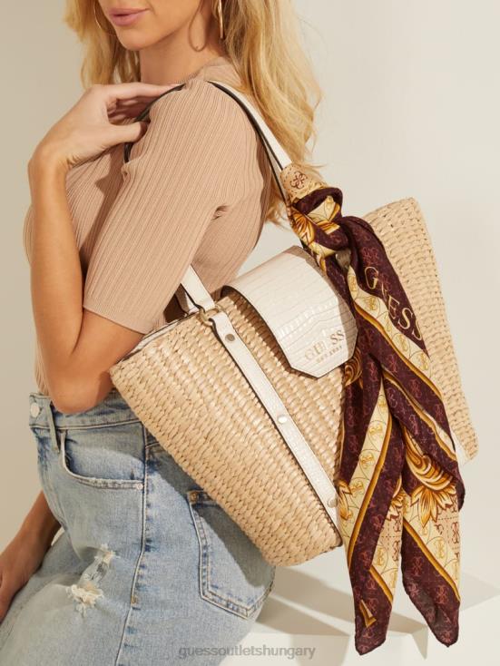 GUESS Brown 8ZX4F3794 Quattro G Silk Scarf