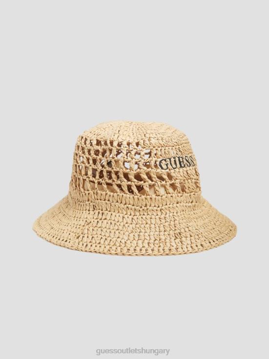 GUESS White 8ZX4F3782 Mirage Straw Bucket Hat