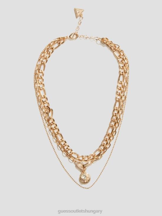 GUESS Gold 8ZX4F3851 Logo Charm Layered Necklace