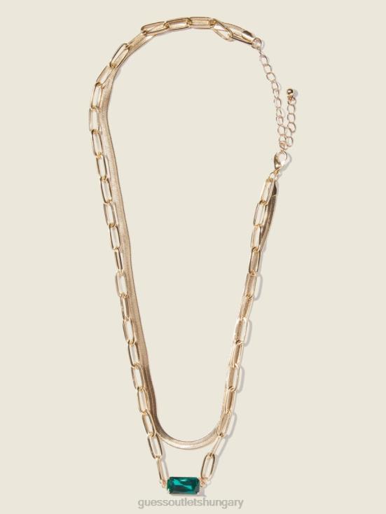 GUESS Gold 8ZX4F3887 Layered Mixed Chain Necklace