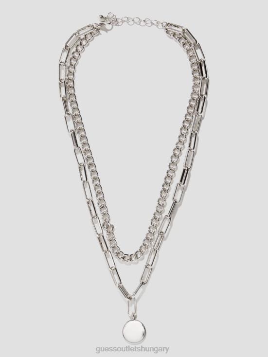 GUESS Silver 8ZX4F3845 Multi-Chain Pendant Necklace