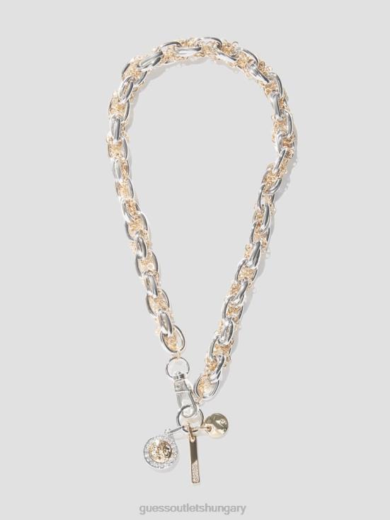 GUESS Silver 8ZX4F3848 Quattro G Charm Mixed Chain Necklace