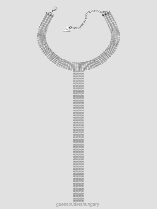 GUESS Silver 8ZX4F3849 Rhinestone Collar Necklace