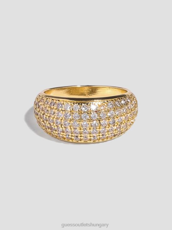 GUESS Gold 8ZX4F3881 14K Gold-Plated Rhinestone Dome Ring
