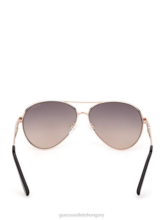 GUESS 05B (Black) 8ZX4F3655 Square G Link Metal Aviator Sunglasses