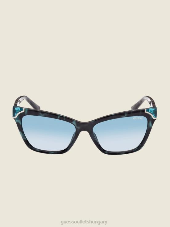 GUESS Blue Tort 8ZX4F3750 Tortoise Plastic Square Sunglasses