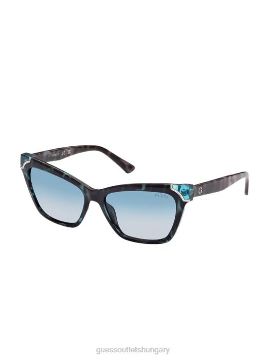GUESS Blue Tort 8ZX4F3750 Tortoise Plastic Square Sunglasses
