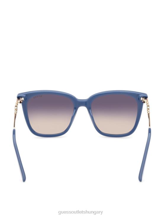 GUESS Blue W/Silver 8ZX4F3659 Plastic Square G Sunglasses