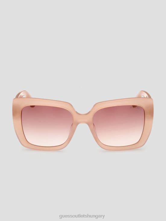 GUESS Blush 8ZX4F3657 Square Logo Print Plastic Sunglasses