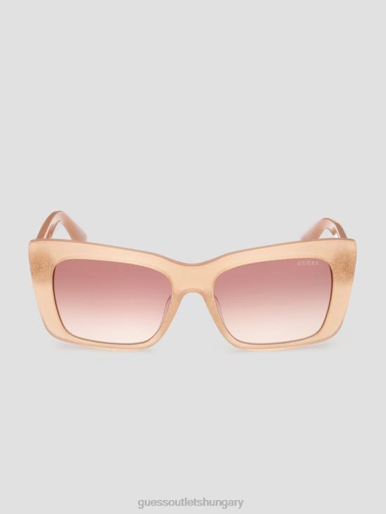 GUESS Blush 8ZX4F3684 Square Logo Print Plastic Sunglasses