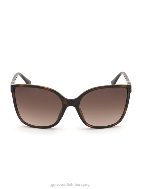 GUESS Dark Havana/Gradient Brn 8ZX4F3717 Oversized Cat-Eye Sunglasses