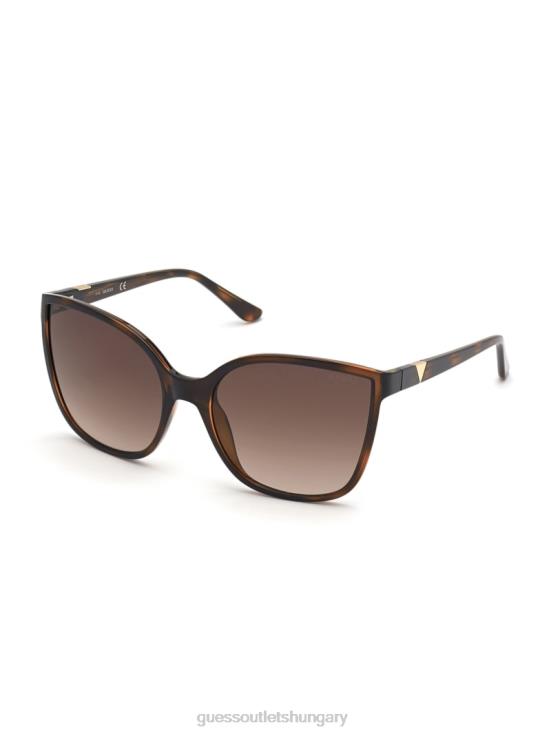 GUESS Dark Havana/Gradient Brn 8ZX4F3717 Oversized Cat-Eye Sunglasses