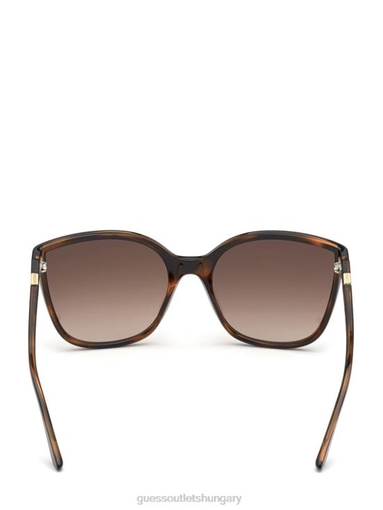 GUESS Dark Havana/Gradient Brn 8ZX4F3717 Oversized Cat-Eye Sunglasses