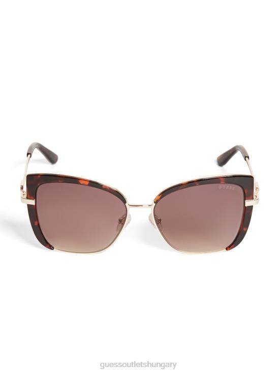 GUESS Dark Havana/Gradient Brn 8ZX4F3755 Tinted Cat-Eye Sunglasses