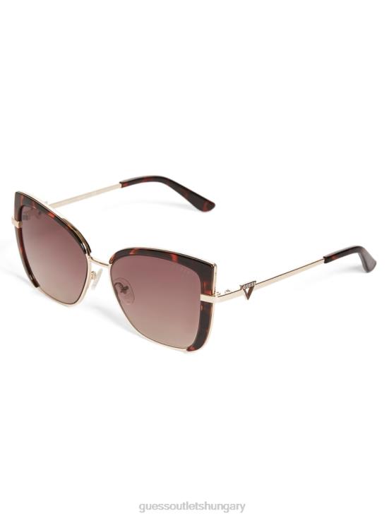 GUESS Dark Havana/Gradient Brn 8ZX4F3755 Tinted Cat-Eye Sunglasses