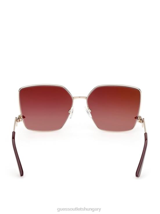 GUESS Gold 8ZX4F3766 Oversized Square Zigzag Sunglasses