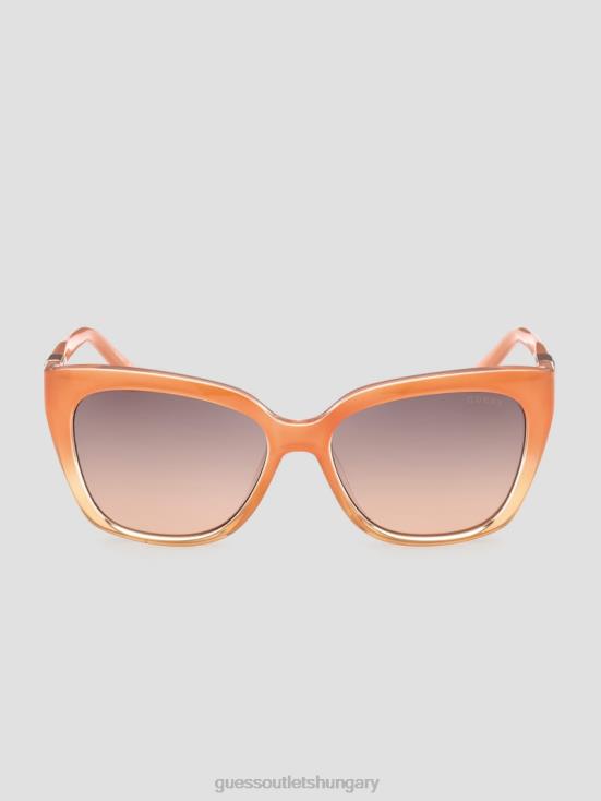 GUESS Neon Orange 8ZX4F3708 Square Plastic Triangle Emblem Sunglasses