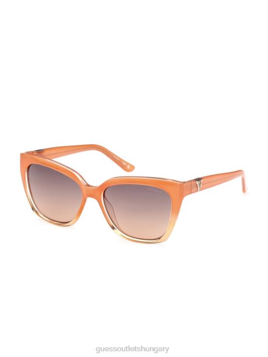 GUESS Neon Orange 8ZX4F3708 Square Plastic Triangle Emblem Sunglasses