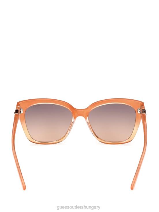 GUESS Neon Orange 8ZX4F3708 Square Plastic Triangle Emblem Sunglasses