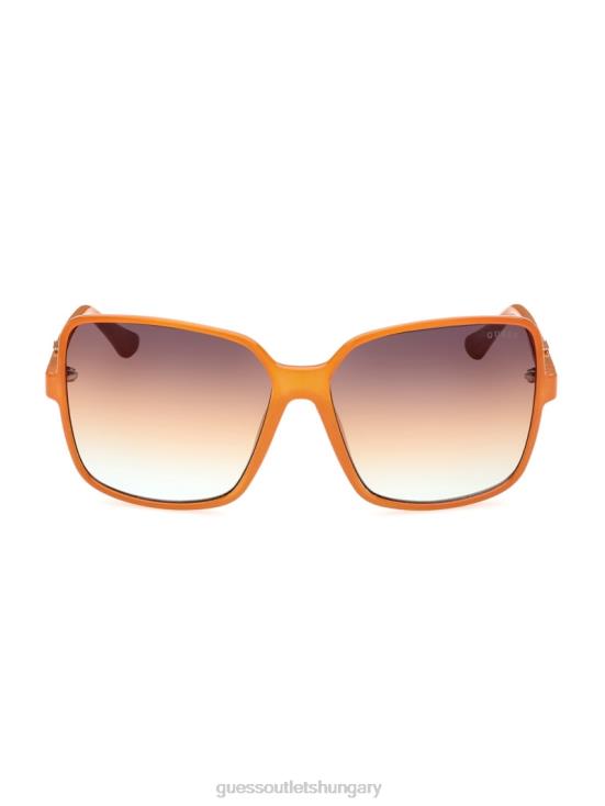 GUESS Neon Orange 8ZX4F3719 Oversized Square Logo Sunglasses