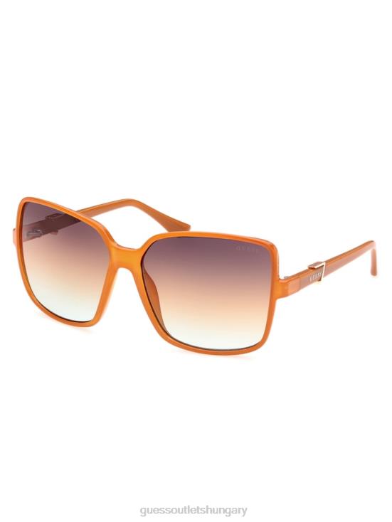 GUESS Neon Orange 8ZX4F3719 Oversized Square Logo Sunglasses