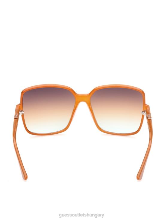 GUESS Neon Orange 8ZX4F3719 Oversized Square Logo Sunglasses