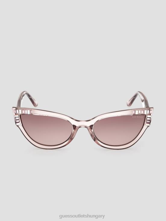 GUESS Nude 8ZX4F3653 Cateye Plastic Stone Sunglasses