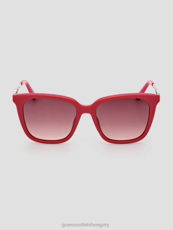 GUESS Pink 8ZX4F3664 Plastic Square G Sunglasses