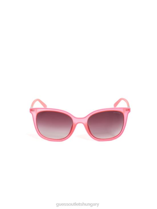 GUESS Pink 8ZX4F3724 Mariel Neon Trim Square Sunglasses