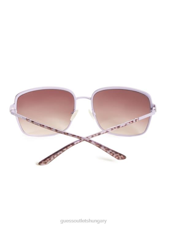 GUESS Purple 8ZX4F3688 Oversized Metal Square Sunglasses