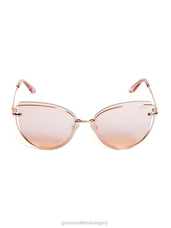 GUESS Rose Gold 8ZX4F3761 Wired Cat Eye Sunglasses