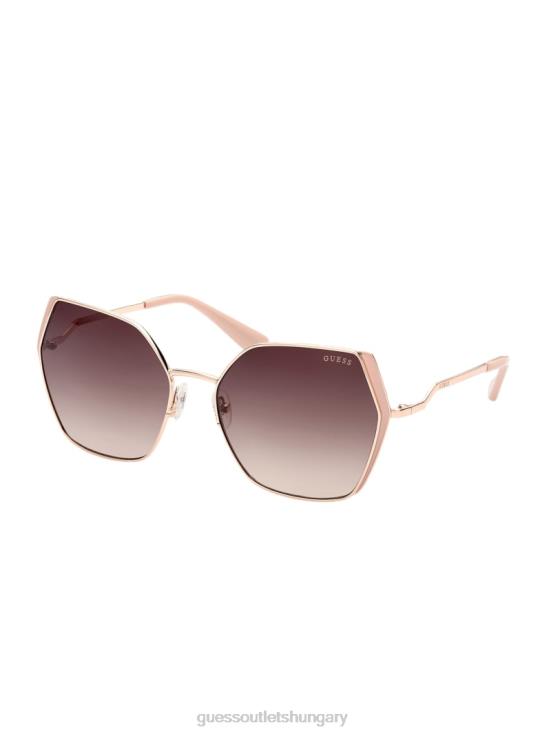 GUESS Rosegold 8ZX4F3733 Oversized Metal Geometric Sunglasses