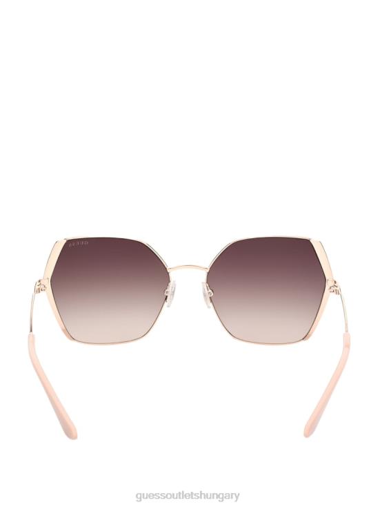 GUESS Rosegold 8ZX4F3733 Oversized Metal Geometric Sunglasses