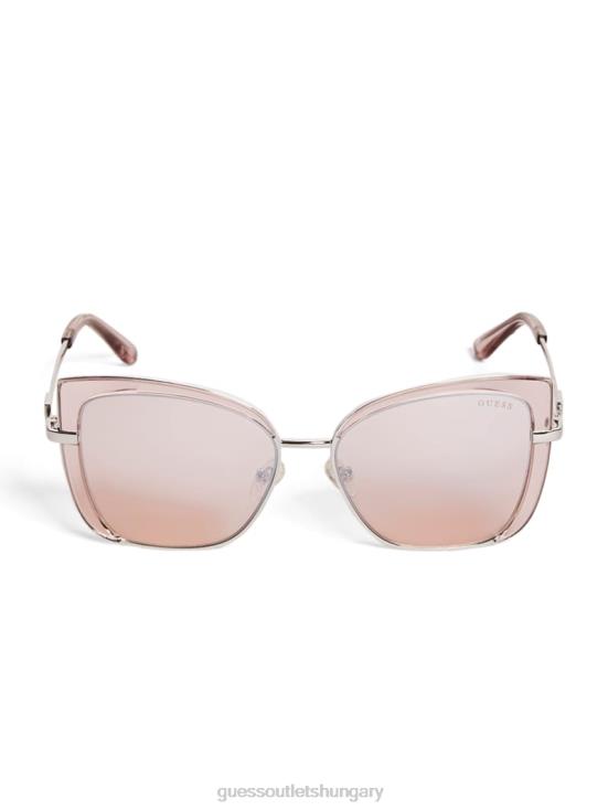 GUESS Shiny Pink/Bordeaux Mir 8ZX4F3693 Tinted Cat-Eye Sunglasses