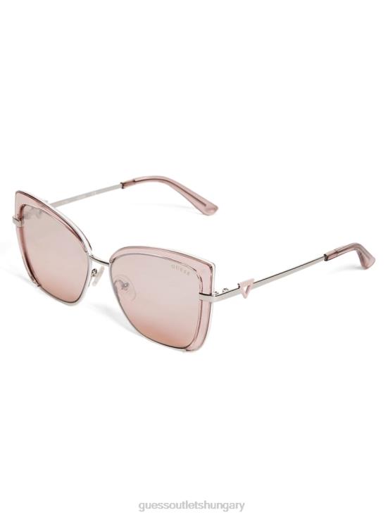 GUESS Shiny Pink/Bordeaux Mir 8ZX4F3693 Tinted Cat-Eye Sunglasses