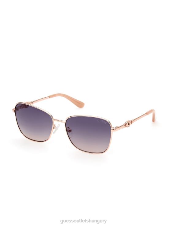 GUESS Shiny Rose Gold/Gradient 8ZX4F3663 Butterfly Metal Colored Trim Sunglasses