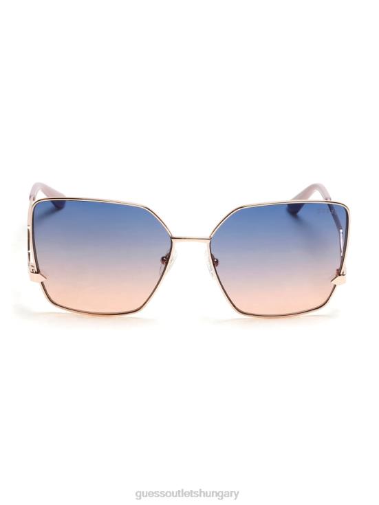 GUESS Shiny Rose Gold/Gradient 8ZX4F3770 Oversized Square Zigzag Sunglasses