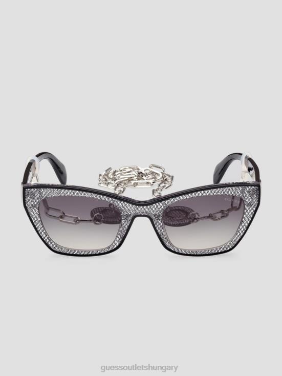 GUESS Silver 8ZX4F3661 Metallic Plastic Cat-Eye Sunglasses