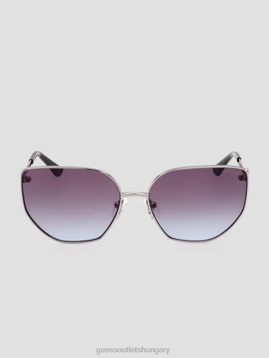 GUESS Silver 8ZX4F3671 Rhinestone Metal Cat-Eye Sunglasses