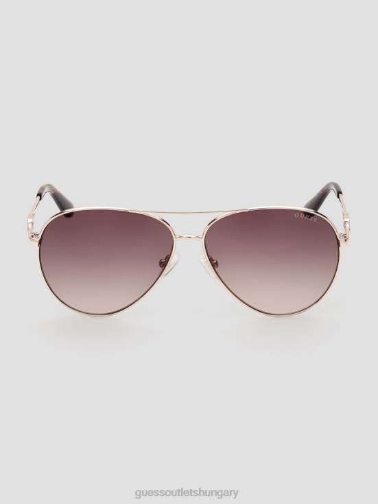 GUESS Tortoise 8ZX4F3665 Square G Link Metal Aviator Sunglasses