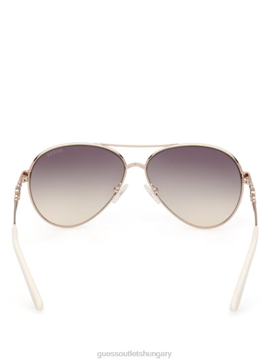 GUESS White 8ZX4F3649 Square G Link Metal Aviator Sunglasses