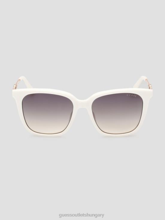 GUESS White 8ZX4F3660 Plastic Square G Sunglasses