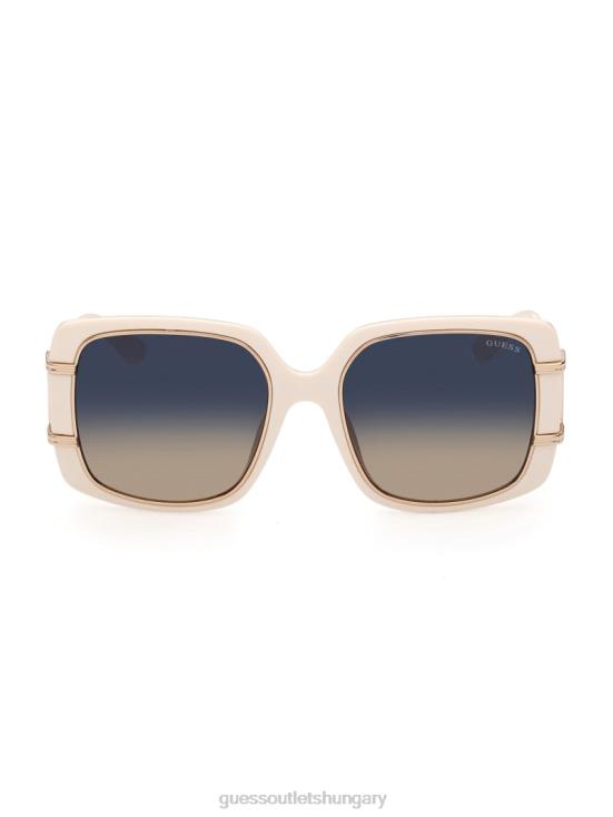 GUESS White 8ZX4F3714 Oversized Square Sunglasses