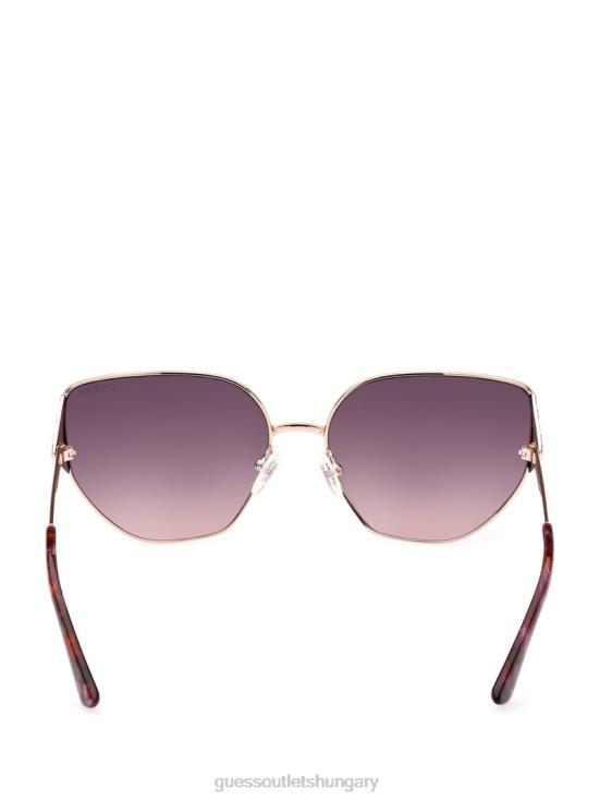 GUESS White/Gold 8ZX4F3672 Rhinestone Metal Cat-Eye Sunglasses